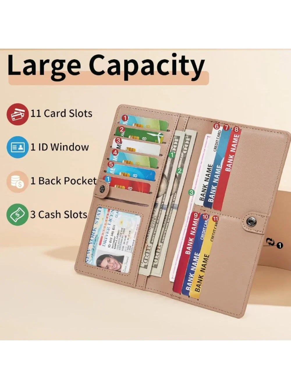 Ultra Slim Bifold Wallet for Women | Leather RFID Blocking Credit Card Holder